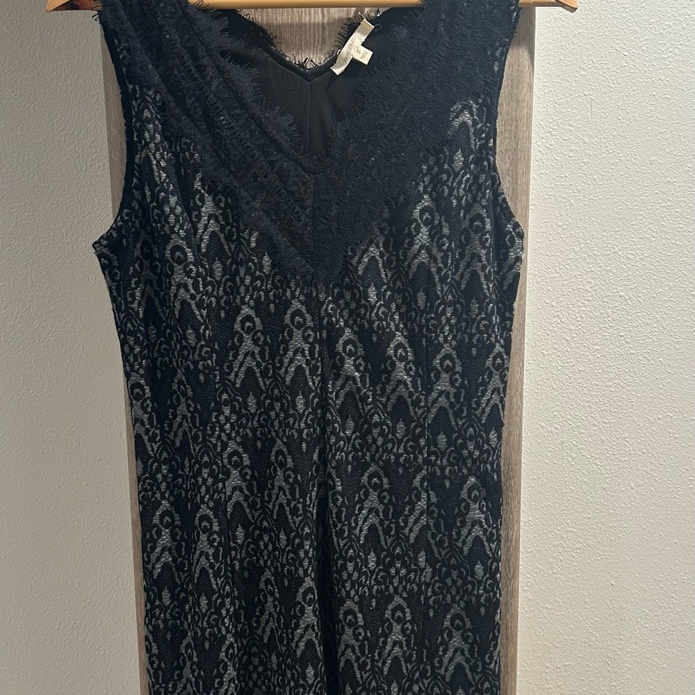 Black Sleeveless V-Neck Jersey Little Black Dress, Jacqueline B, Size S